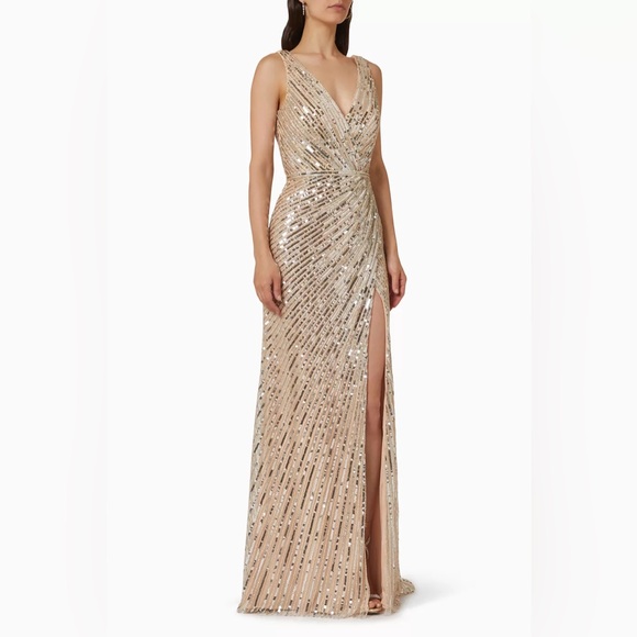 Not for sale  Mac Duggal Sequin Metallic Elegant Gold Sequin Evening Gown - Picture 5 of 16